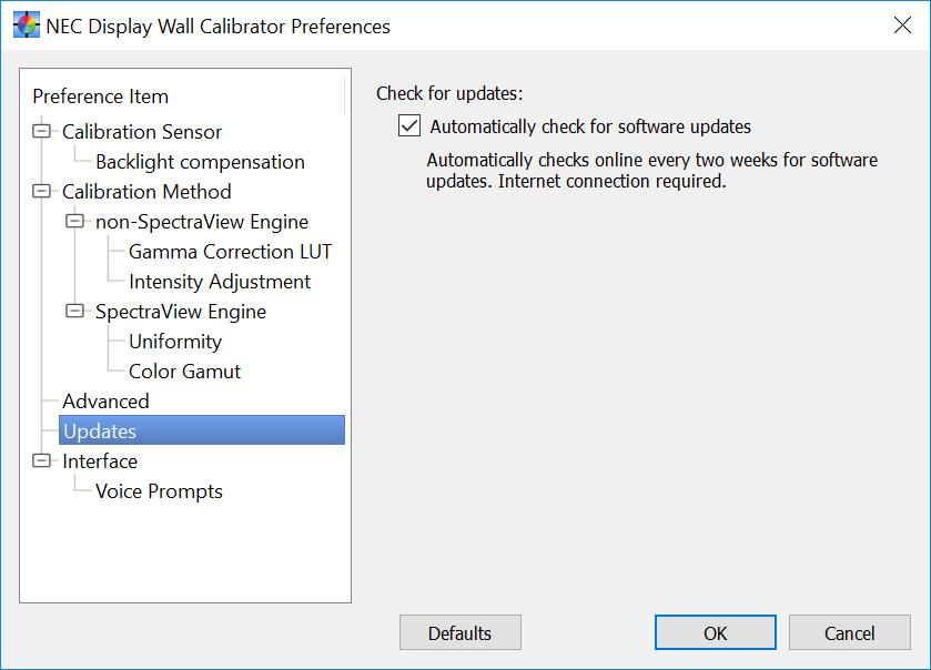 Dialogs, Settings and Menus 62 Measure each display after calibration - Selecting this option will measure each display after it has been adjusted during calibration.