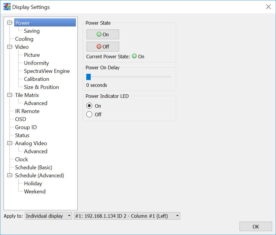 Display Settings dialog Dialogs, Settings and Menus 74 The Display Settings dialog is accessed from the Edit menu and is divided into several different panels representing different functionality.