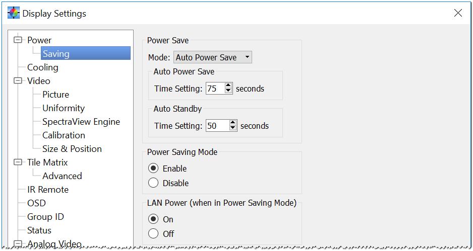 Dialogs, Settings and Menus 75 The Power On Delay time can be adjusted for individual displays, or for all displays in the entire project.