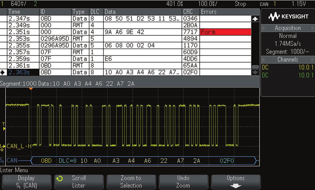 05 Keysight Segmented Memory Acquisition for InfiniiVision Series Oscilloscopes - Data Sheet Mixed-Signal and Serial Bus Applications Serial bus measurements are another application area where