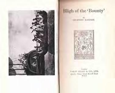 24 Gaston Renard Fine and Rare Books 67 Rawson, Geoffrey. BLIGH OF THE BOUNTY. First Edition; pp. [x], 244, [2](blank); folding map, 8 plates; refs.