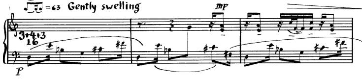 mysterioso section, creates a sense of anxiety. Section A1 starts at measure 31 when the first ostinato returns, and section B1 begins at measure 45 when the third ostinato reoccurs.