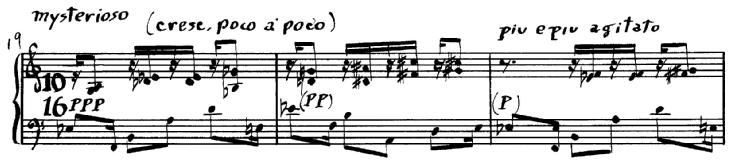 Example 4c. Third ostinato in Movement IV, Gently Swelling, measures 19-21 Copyright 1991 by Boosey & Hawkes, Inc. Reprinted by permission. Example 5.