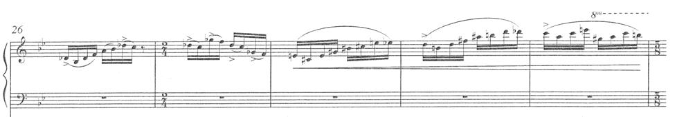 Melody Three melodies are manipulated in this composition, which requires a five-octave marimba to perform.
