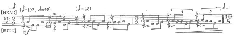 creates a sense of textural dissonance and tension, as the listener may perceive both monophonic and polyphonic qualities (see figure 3.5).