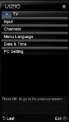 Adjusting the TV Settings If you did not set up your HDTV for DTV / TV channels using the Initial Setup screens or if your setup has changed, you can do so from the TV menu.