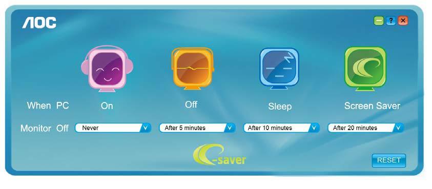 e-saver Welcome to use AOC e-saver monitor power management software!
