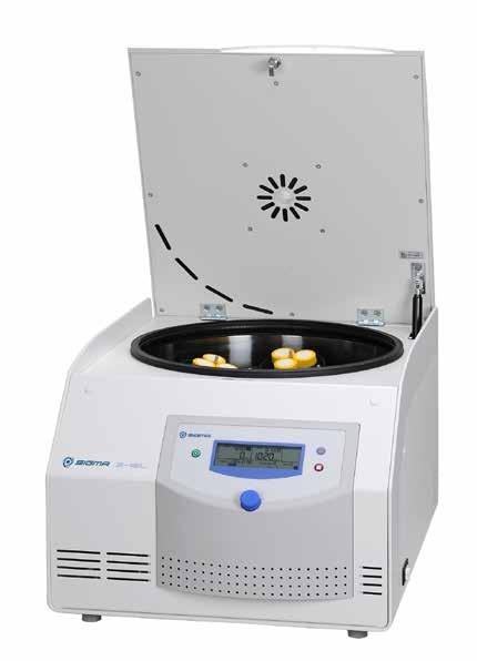 3 Sigma 3-16L n Universal benchtop centrifuge with speed range up to 15,300 rpm n Spincontrol L controller n Compatible with various swing-out and fixed-angle rotors n Capacity 4 x 400 ml n