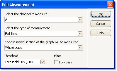 34 6.4.1 PicoScope 6 User's Guide Add / Edit Measurement dialog Click the Add Measurement or Edit Measurement button on the Measurements toolbar 60 or in the Views menu 31, or double-click a