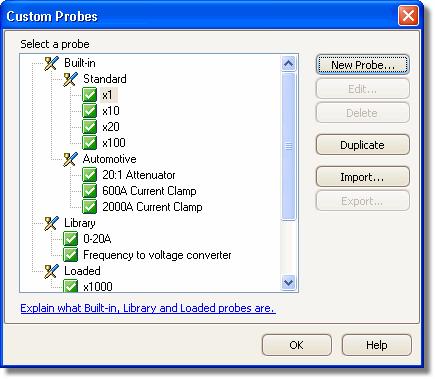 36 6.5.1 PicoScope 6 User's Guide Custom Probes dialog Choose Custom Probes in the Tools menu Options button.