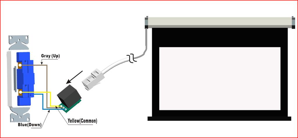4. In-wall RJ-45 Module: The RJ-45 module connects to a local wall switch for Up/Down control of your Evanesce electric projection screen.