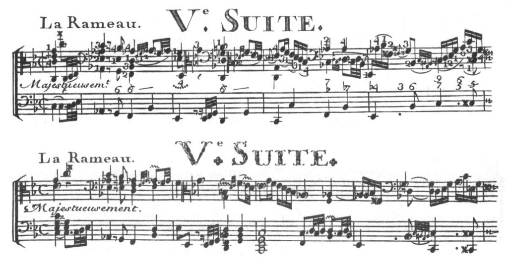 EXAMPLE 9: Opening measures of the Passacaille from Armide, showing rich ornamentation.