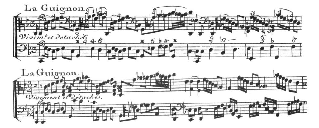 EXAMPLE 11: Opening measures of La Guignon, showing arpeggiations in the bass