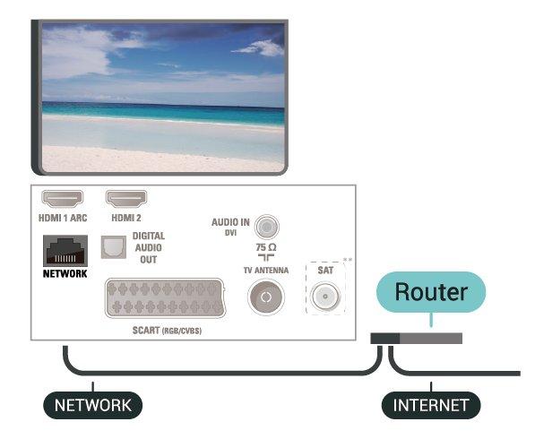 To connect the TV to the Internet, you need a network router with a connection to the Internet. For 43" Use a high-speed (broadband) connection to the Internet.