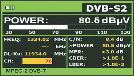 Measurements: Including DVB-S2 for HDTV Satellite In the US TV EXPLORER all the measurements are displayed