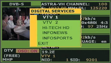 Video Stream type, bitrate, profile&level, frame size, aspect ratio, frequency, video PID, transmitter ID Complete details on the channel Type (TV, radio,