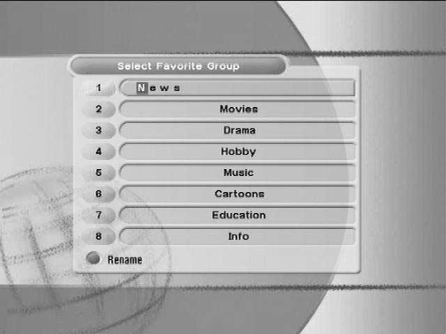 6.3 Channels 6.3 Channels 1) Set Favorites This submenu allows you to set up favorite groups of channels. You can select TV or Radio channels in an alternative way by pressing the TV/RADIO button.