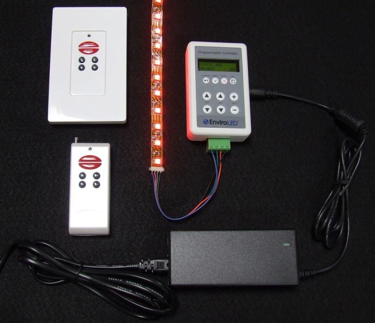 The controller unit has a program display, and the unit can be used to write your own program for your lights. Your program is stored as mode 10, and can be selected from the remote control.