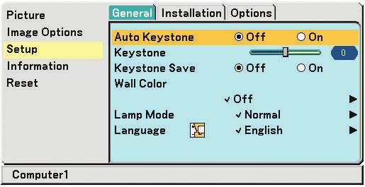 Adjusting with the Auto Keystone Function (VT580 only) The Auto Keystone correction feature will correct the vertical distortion of a projected image on the screen. No special operation required.