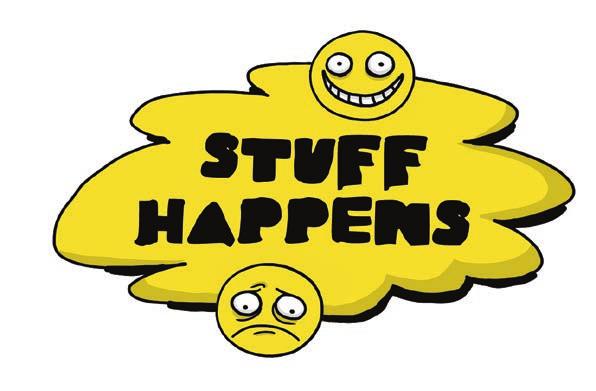 Stuff Happens series logo Covers convey not just the content but the mood of the book and if the publisher doesn t grab the reader s attention and interest with the front cover they won t even turn
