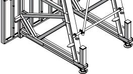 The support frames 450 and the height extensions 150 provide pockets for sliding in the guard railing posts.
