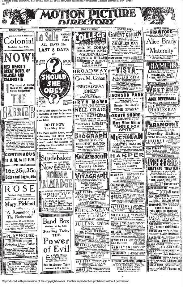 De Luxe theater ad published in the Chicago Daily Tribune