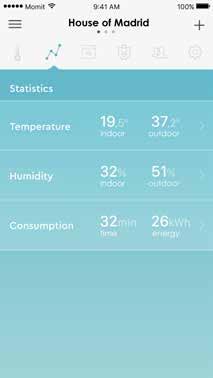 By pushing each of the options (Temperature, Humidity, Consumption), you will get more detailed statistics.