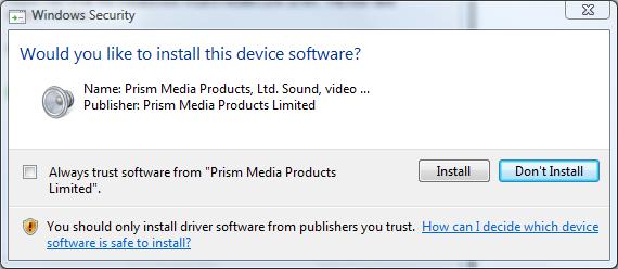 You may then be prompted to confirm that you would like to install the device driver.