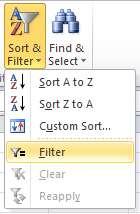 by the using the MS Excel option Sort & Filter.