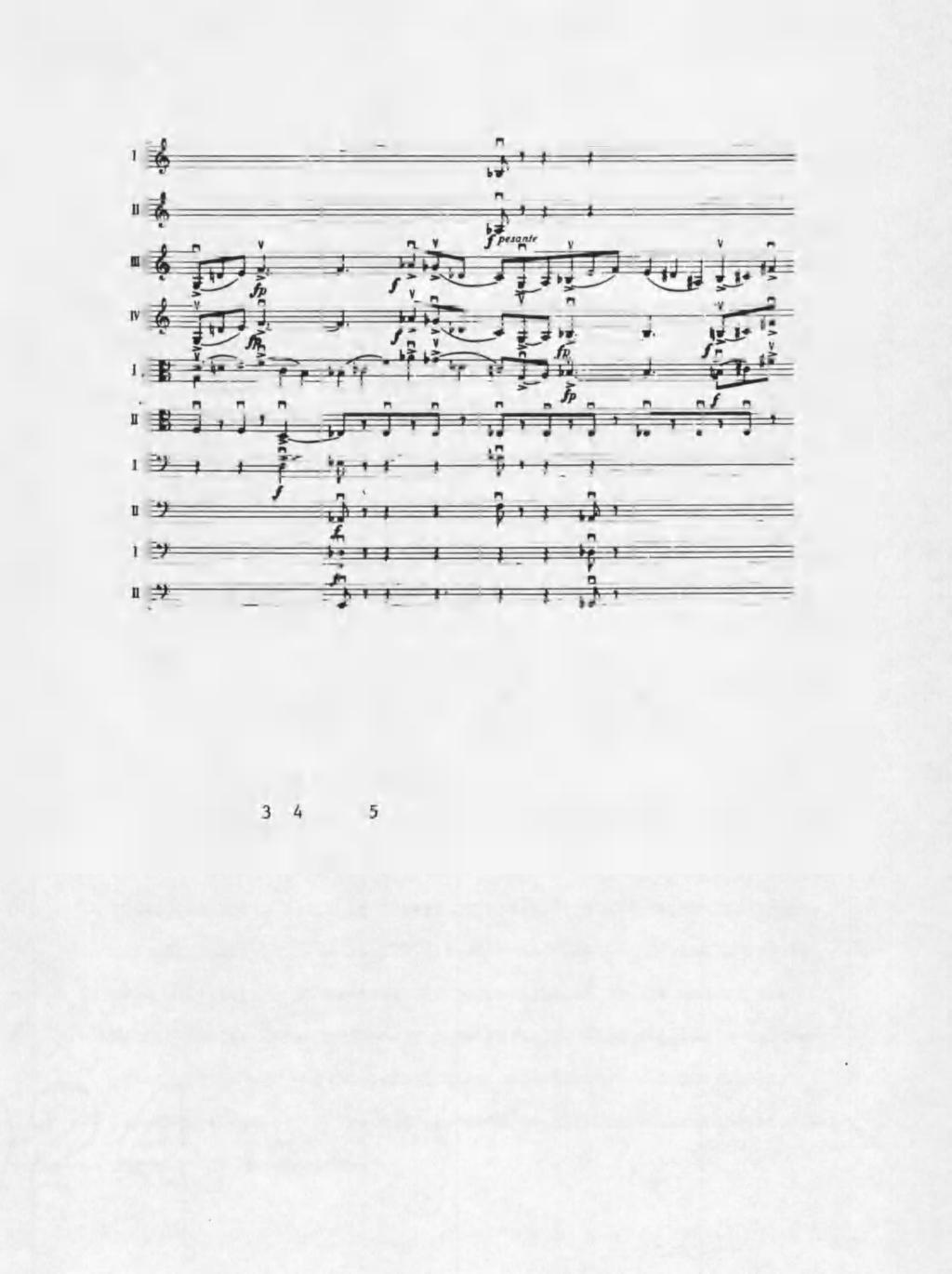 47 y ptsantr Vni Vie Vc. Cb. / Figure 29. Lutoslawski, Funeral Music, Metamorphoses, mm. 127-134, hemiola.