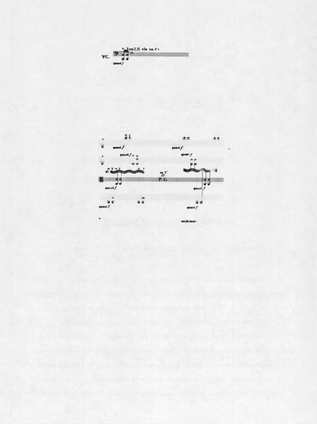 61 Figure 34. Lutoslawski, String Quartet, mobile 4, Introductory movement, Single x motive. vno I vno II via vc.