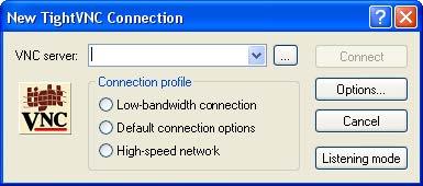 Download and install TightVNC, version 1.3 (www.tightvnc.com). 2. Open TightVNC Viewer. From the login screen, click options to open the Options Panel. 3. On the Connections Tab: a.