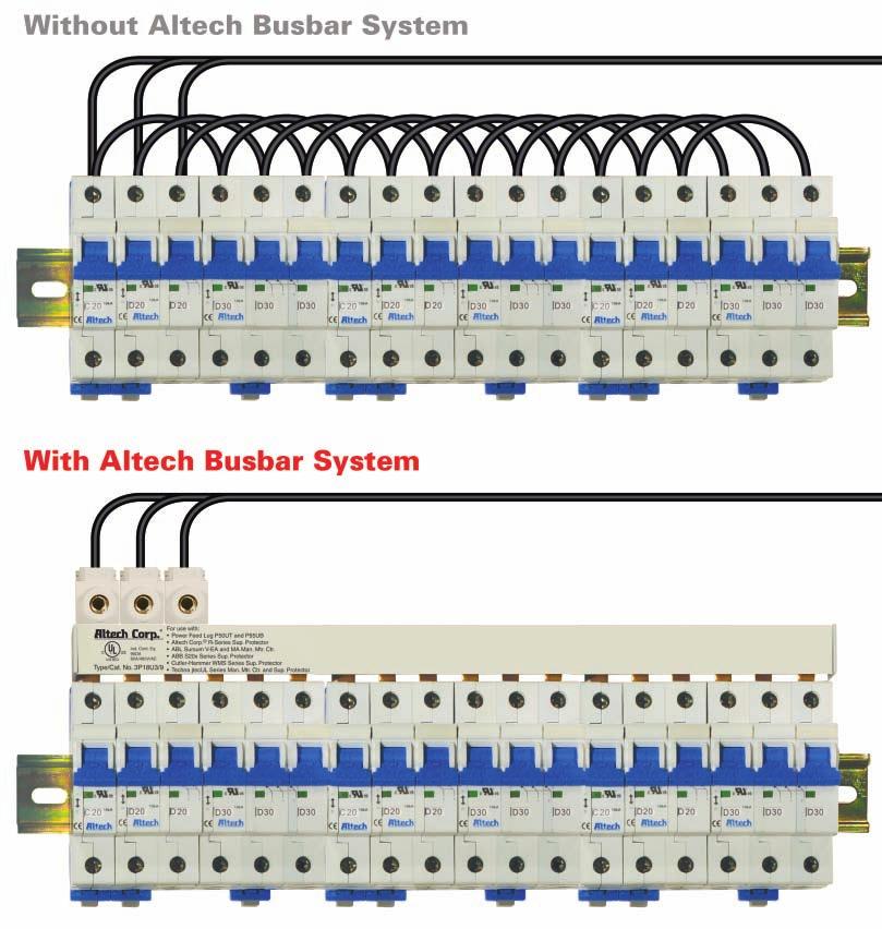 Altech UL508 Altech UL1077 Altech Busbar Systems The Altech Busbar System is an innovative way to jumper up to 57 poles of Altech Miniature Circuit Breakers (MCB)/, Manual Motor Controllers (MMC) and
