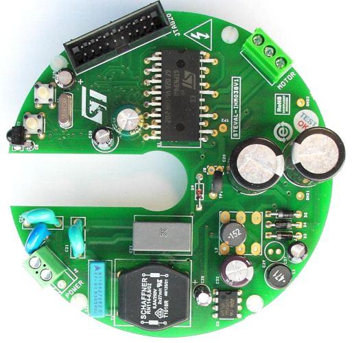 BLDC ceiling fan controller based on the STM32 and SLLIMM-nano Data brief FOC (field oriented control) sensorless algorithm PCB size customized for ceiling fan design PCB diameter: 105 mm