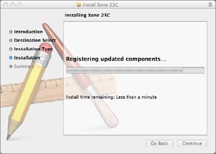 dmg file to start installation: Click Continue Click Install Enter