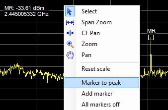 8. Right click the screen, and select Marker to peak. TIP.