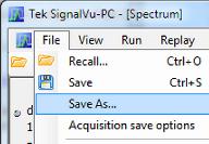 Demo 4: Save and recall In SignalVu-PC, you can save different types of data for later recall and analysis. Instructions for the demo board 1. Keep the same setting (OFDM signal) as the last demo.