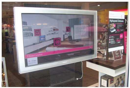 The SIRKOM touch sensor is typically used with LCD in 3 scenarios. 1) As a sensor on a shop window.