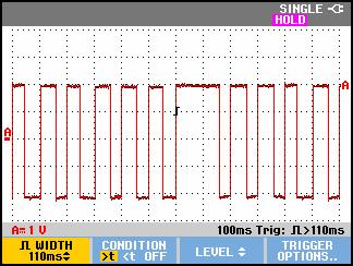 Triggering on Waveforms Triggering on Pulses 4 4 5 Select the positive pulse icon to trigger on a positive pulse, then jump to Condition: Select >t, then jump to Update: 6 Select On Trigger and exit