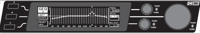 This compensates for the level increase caused by the number of speakers. 3.3.2.3 Bypass Menu In both channels, all modules except the graphic equalizer ( GEQ ) must be bypassed. 3.3.3 Spectrum Adjustment Place a calibrated diffuse field microphone at the MRP before starting the adjustment.