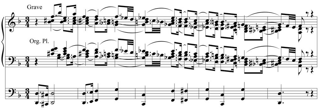 35 Example 7. Petr Eben, Sunday Music, III. Moto Ostinato, mm. 153-155.