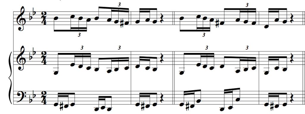 Figure 3. An example excerpt and corresponding comparison melodies 2.