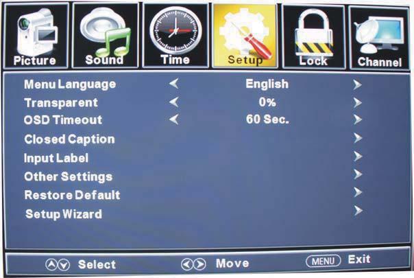 Press / button to select OSD Timeout the / button to adjust OSD timeout. 4. Press / button to select Closed Caption and press the ENTER/ button to enter sub-menu. a. Press / button to select CC Mode the / button to adjust.
