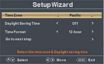 c. Press / button to select Time Zone and press the / button to select time zone. d.