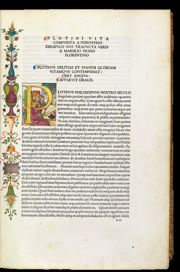 53 PLOTINUS and Marsilio FICINO (transl. and comment.). Opera. Antonio di Bartolommeo Miscomini, Florence, 7 May 1492.