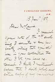 21. Rossetti, William Michael. Autograph Letter to Hall Caine. 1889. A nice three-page handwritten letter from William Michael Rossetti to Hall Caine.