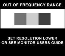 Operation Out of Frequency Range Message If an Out of Frequency Range message displays on your monitor, your video resolution and/or refresh rate are set higher than the levels your monitor supports.