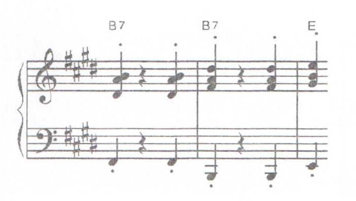 chords are articulated (usually changing register) in the second and third beats (Fig. 12).