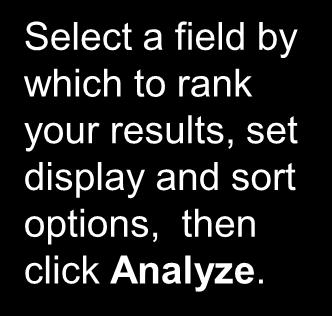 options, then click Analyze.