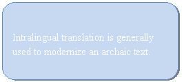Module 8: Categories of translation Intralingual translation What would prompt us to translate within one particular language system?